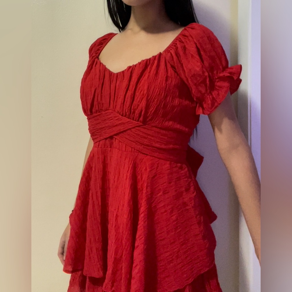 Red Ruffled Dress - Picture 5 of 6